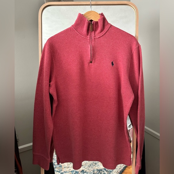 Light Red Polo Quarter Zip - Picture 1 of 3